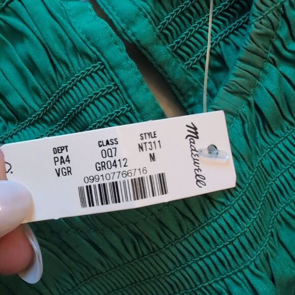 NWT Madewell Dress Melody Bubble-Hem Smocked Midi Poplin Verdant Green Size M - Picture 6 of 16